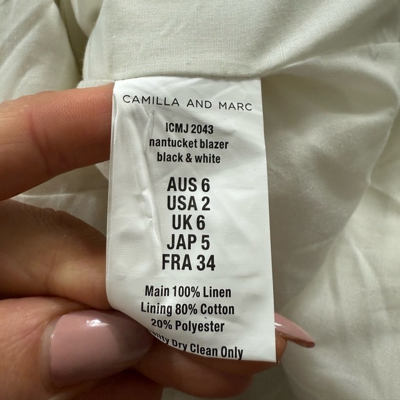 Camilla and Marc Nantucket Linen White Striped Blazer - Picture 7 of 12